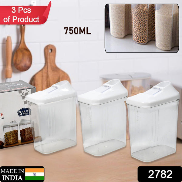 2782 Kitchen Storage Jars & Container Set 3pc , Transparent Jar Set For home & Kitchen Use 